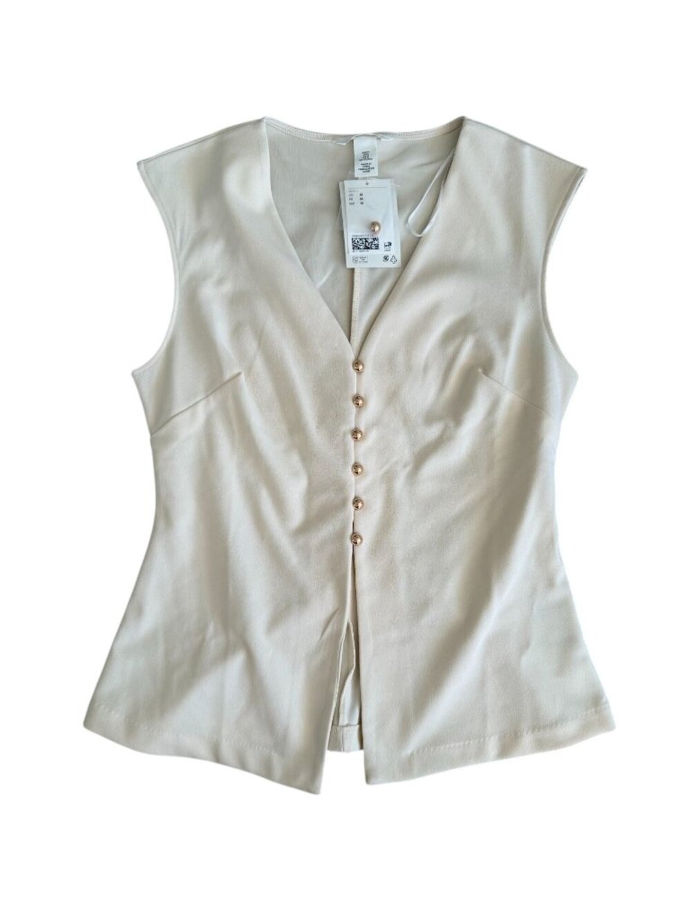 H&M Cream Buttoned Dress Tank Top Size Medium NEW NWT